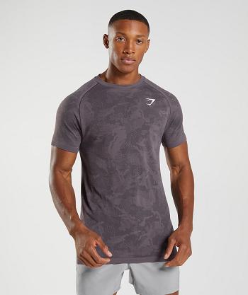 Pánské T Shirts Gymshark Geo Seamless Fialové Černé | CZ 2503CTV